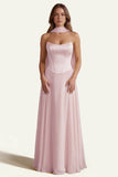 Daffodil A Line Strapless Long Prom Dress with Sash