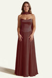 Daffodil A Line Strapless Long Prom Dress with Sash