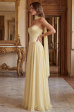 Daffodil A Line Strapless Long Prom Dress with Sash