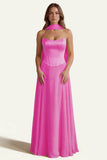 Daffodil A Line Strapless Long Prom Dress with Sash