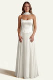 Daffodil A Line Strapless Long Prom Dress with Sash