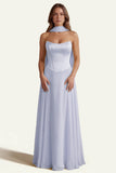 Daffodil A Line Strapless Long Prom Dress with Sash