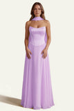 Daffodil A Line Strapless Long Prom Dress with Sash
