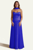 Daffodil A Line Strapless Long Prom Dress with Sash