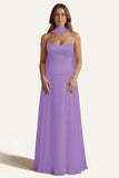 Daffodil A Line Strapless Long Prom Dress with Sash