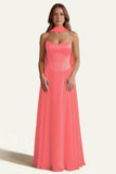 Daffodil A Line Strapless Long Prom Dress with Sash