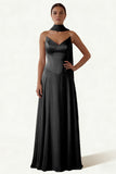 Dusk A Line Strapless Long Prom Dress with Sash