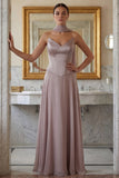 Dusk A Line Strapless Long Prom Dress with Sash