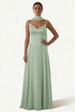 Dusk A Line Strapless Long Prom Dress with Sash