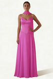 Dusk A Line Strapless Long Prom Dress with Sash