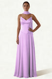 Dusk A Line Strapless Long Prom Dress with Sash