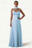 Dusk A Line Strapless Long Prom Dress with Sash