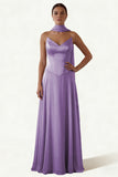 Dusk A Line Strapless Long Prom Dress with Sash