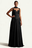 Coffee Corset A Line Long Prom Dress with Sash