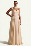 Coffee Corset A Line Long Prom Dress with Sash