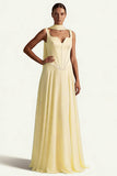 Coffee Corset A Line Long Prom Dress with Sash