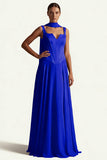 Coffee Corset A Line Long Prom Dress with Sash