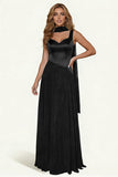 Dark Green A Line Long Prom Dress with Sash
