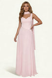 Dark Green A Line Long Prom Dress with Sash