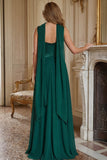 Dark Green A Line Long Prom Dress with Sash