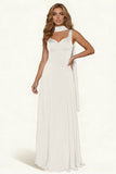 Dark Green A Line Long Prom Dress with Sash