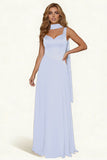 Dark Green A Line Long Prom Dress with Sash