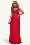 Dark Green A Line Long Prom Dress with Sash