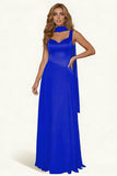 Dark Green A Line Long Prom Dress with Sash