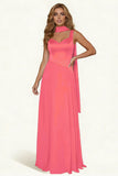 Dark Green A Line Long Prom Dress with Sash