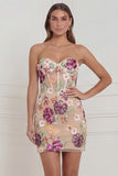 Sweetheart Apricot Flower Bodycon Corset Mini Dress