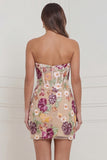 Sweetheart Apricot Flower Bodycon Corset Mini Dress