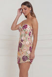 Sweetheart Apricot Flower Bodycon Corset Mini Dress
