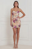 Sweetheart Apricot Flower Bodycon Corset Mini Dress