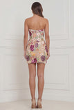 Sweetheart Apricot Flower Bodycon Corset Mini Dress