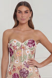 Sweetheart Apricot Flower Bodycon Corset Mini Dress