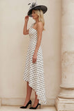 Black One Shoulder A Line Polka Dot Mum of the Bride Dress