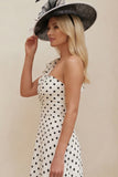 Black One Shoulder A Line Polka Dot Mum of the Bride Dress