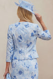 Light Blue 2 Piece Floral Mum of the Bride Dress with Jacket