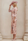 Floral Dusty Rose 2 Piece Mum of the Bride Dress with Jacket