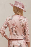 Floral Dusty Rose 2 Piece Mum of the Bride Dress with Jacket