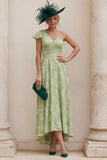 Sage Green A Line Ruched One Shoulder Mum of the Bride Dress