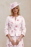 Dusty Rose Floral A Line 2 Piece Mum of the Bride Dress with Jacket