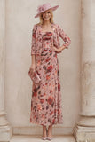 2 Piece Dusty Rose Ruched Floral Mum of the Bride Dress with Jacket