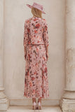 2 Piece Dusty Rose Ruched Floral Mum of the Bride Dress with Jacket