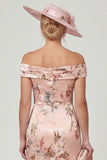Off The Shoulder Dusty Rose Mermaid Floral Mum of the Bride Dress with Slit