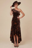 Black Flower Mermaid One Shoulder High-Low Mum of the Bride Dress