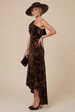 Black Flower Mermaid One Shoulder High-Low Mum of the Bride Dress