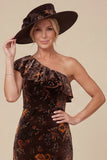 Black Flower Mermaid One Shoulder High-Low Mum of the Bride Dress