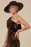 Black Flower Mermaid One Shoulder High-Low Mum of the Bride Dress