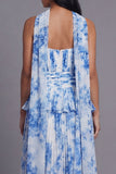 Dusty Sage Strapless A Line Ruffles Pleated Wedding Guest Dress with Sash